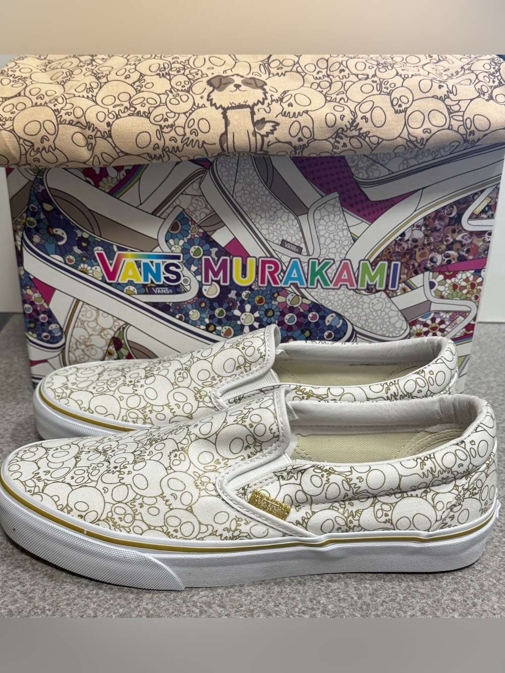 Size 8 - Vans Slip On LX Takashi Murakami Gold Skull NEW 9.5 Women